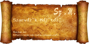 Szarvák Máté névjegykártya
